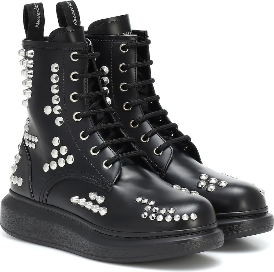 Alexander McQueen Embellished leather ankle boots