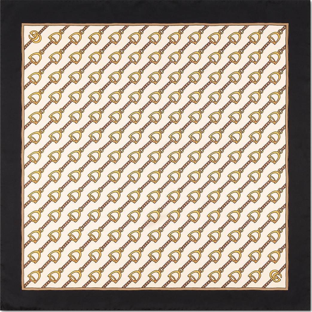 Gucci Silk Twill Stirrups Print Scarf