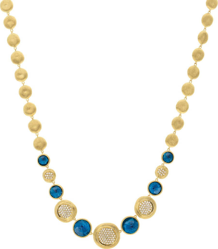 Marco Bicego 18k Jaipur Statement Collar Necklace w/ Blue Topaz & Diamonds