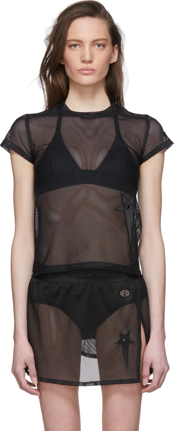 Rick Owens Black Champion Edition Mesh Small Level T-Shirt