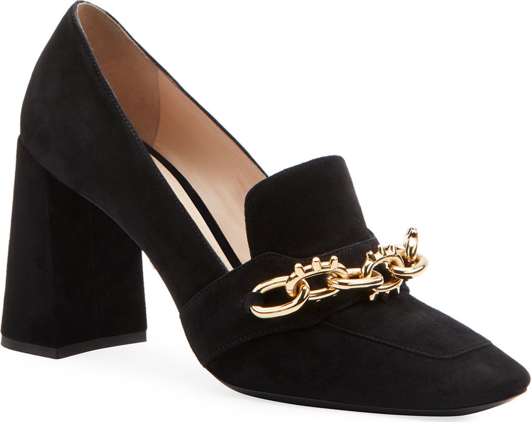 Prada Suede Loafer-Style Pumps