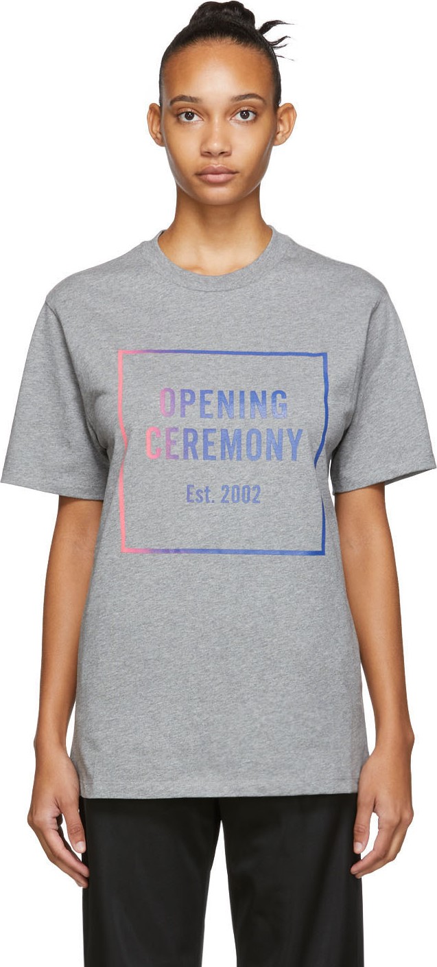 Opening Ceremony Grey Ombre Box Logo T-Shirt