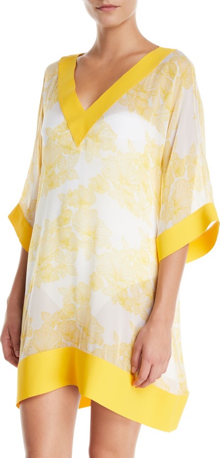 La Petite Robe di Chiara Boni Helly Floral-Print Silk Coverup Tunic La Petite Robe di Chiara Boni Helly Floral-Print Silk Coverup Tunic
