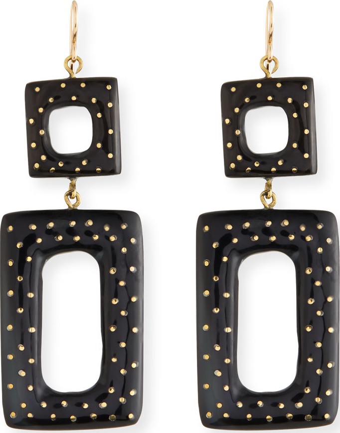 Ashley Pittman Rectangular Drop Earrings  Dark Horn