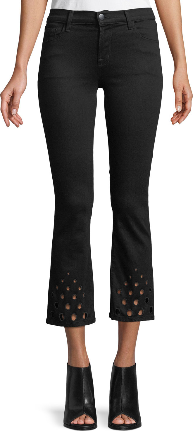J BRAND Selena Mid-Rise Crop Boot Jeans w/ Cutout Detail