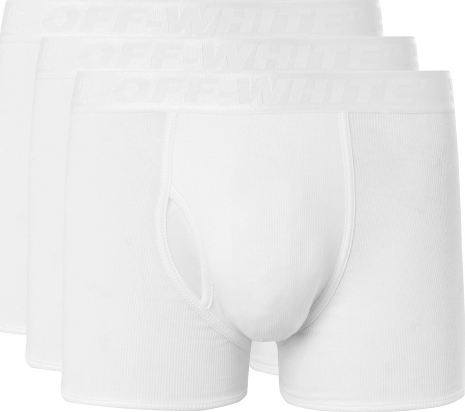 Off White Three-Pack Stretch-Cotton Boxer Briefs