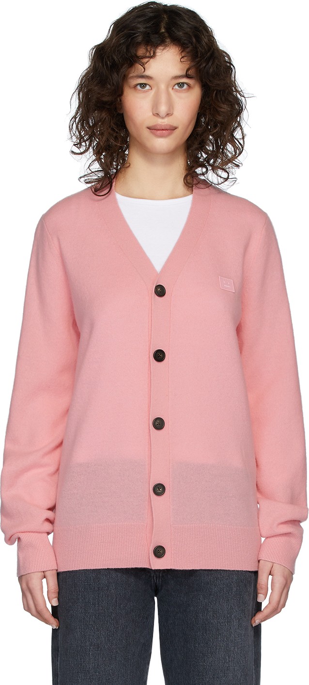 Acne Studios Pink Face Cardigan