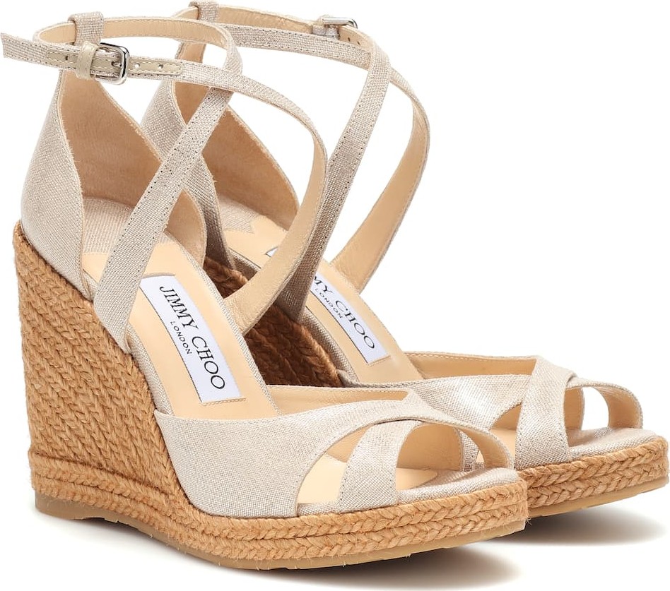 Jimmy Choo Alanah 105 metallic wedge sandals