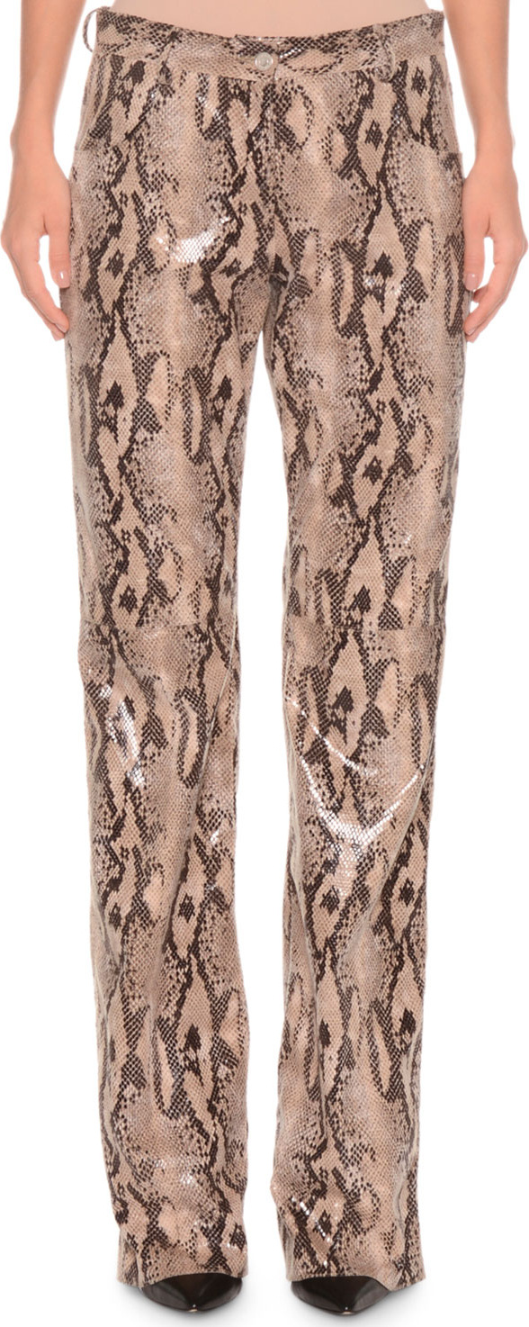 MSGM Faux-Leather Straight-Leg Python Pants