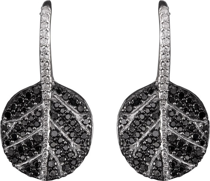 Michael Aram Botanical Leaf Two-Tone Diamond Drop Earrings