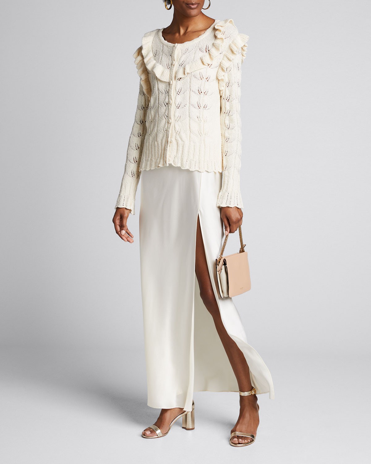 LOVESHACKFANCY Warren Ruffled Cotton-Boucle Cardigan