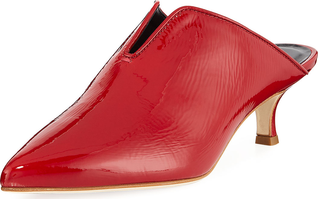 Tibi Textured Patent Slide Mules