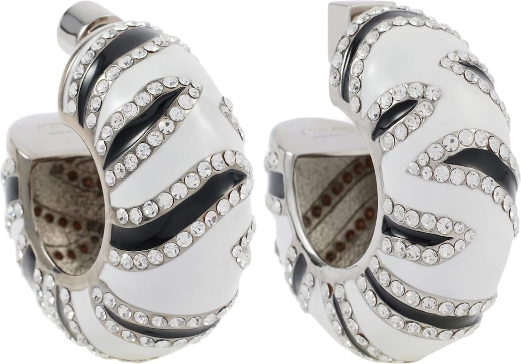 Jacquemus - Zebra crystal-embellished hoop earrings