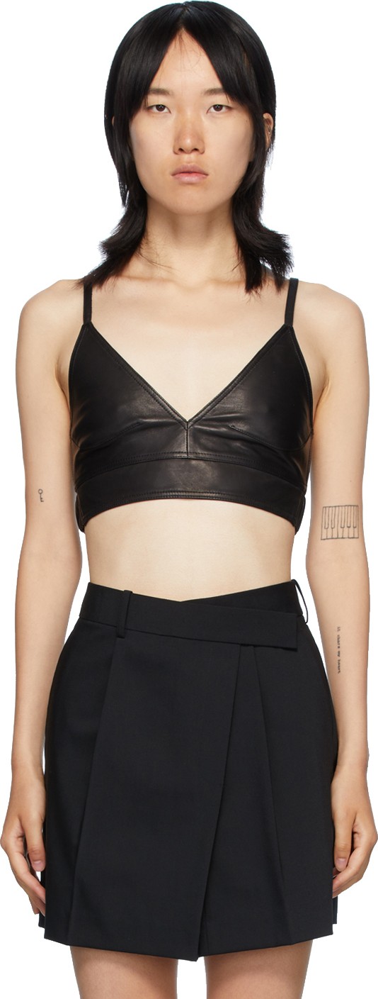 Helmut Lang Black Leather Bra Tank Top