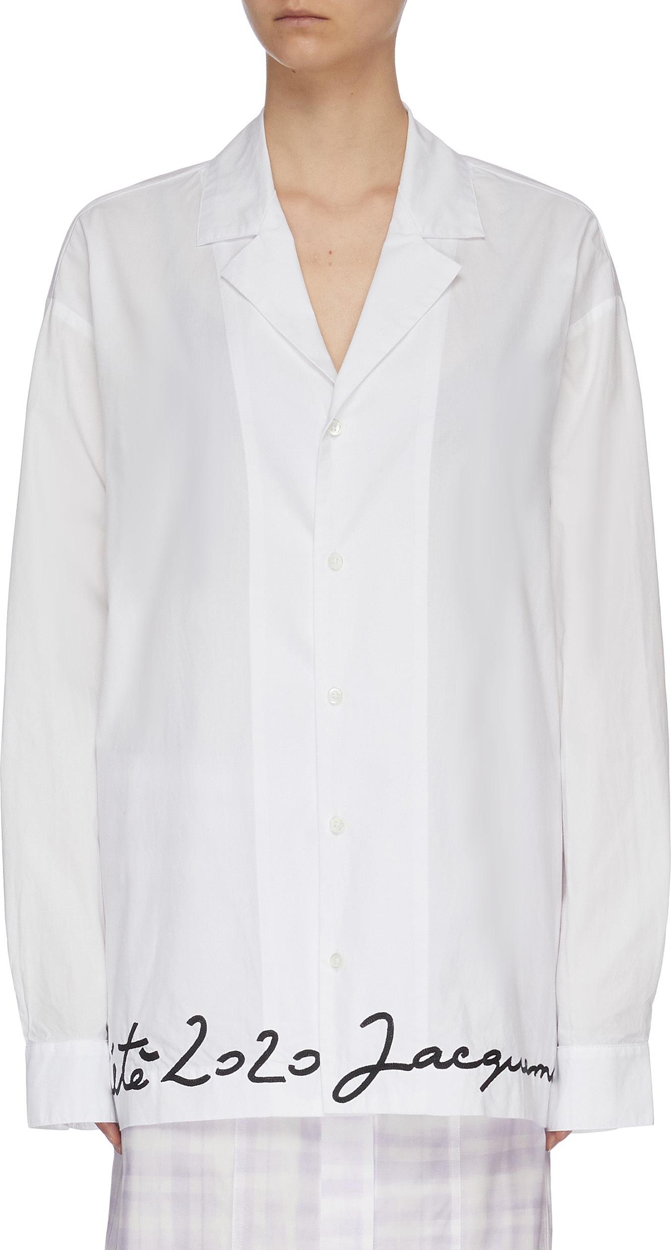 Jacquemus Oversized logo embroidered placket shirt