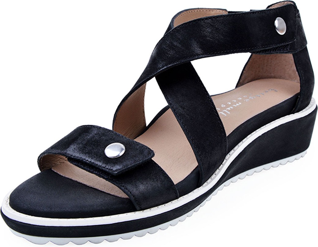 Bettye Muller Tobi Leather Demi-Wedge Sandals, Black