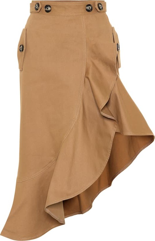 Self Portrait Asymmetric stretch-cotton skirt