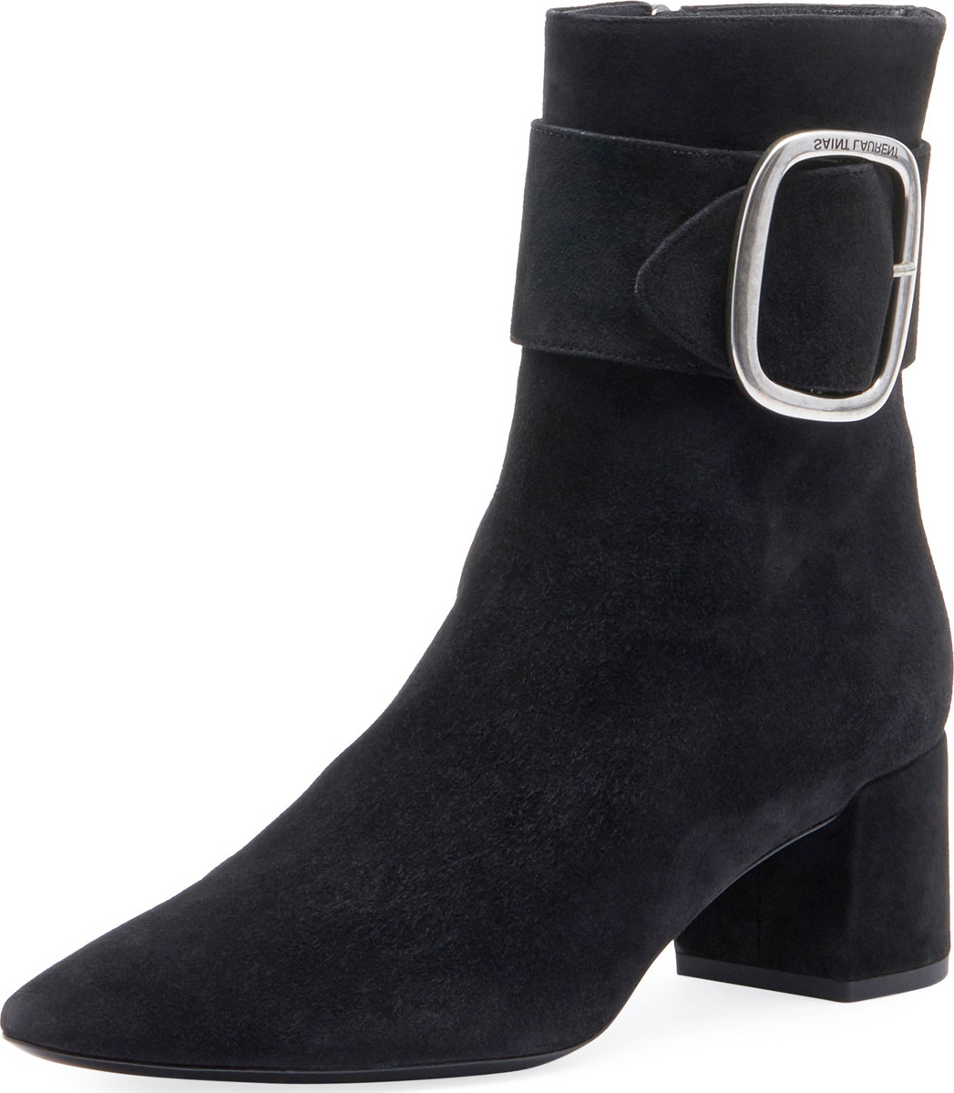Saint Laurent LouLou Suede Buckle Bootie