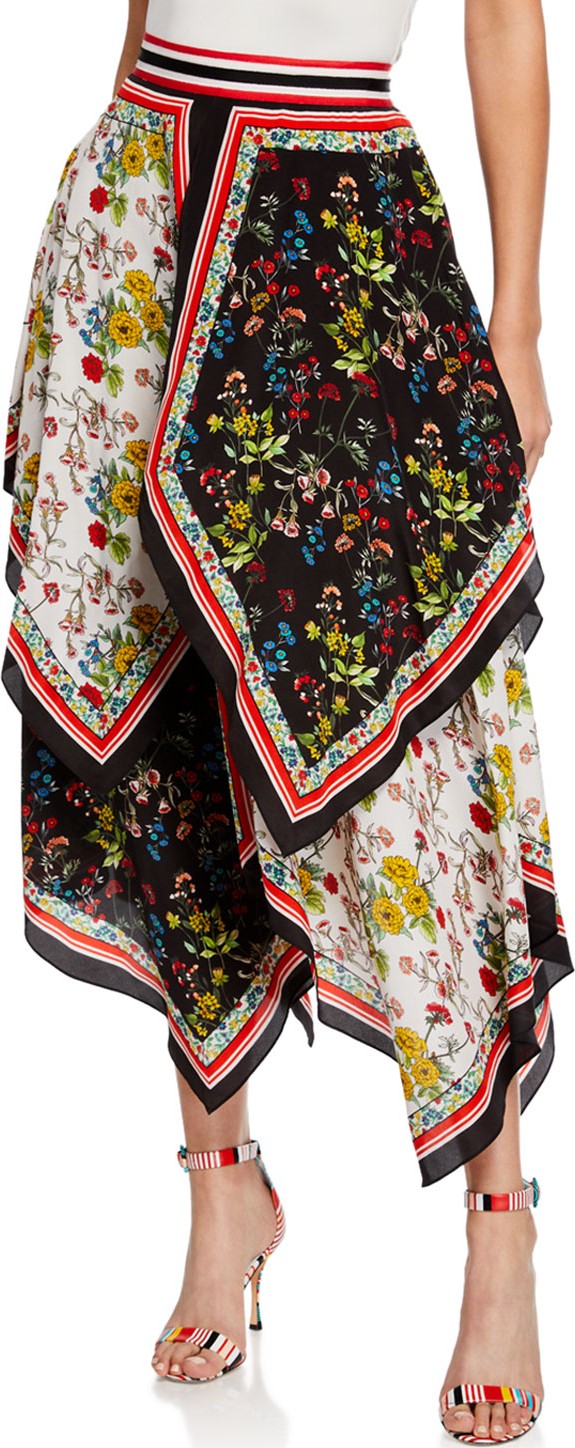 Alice + Olivia Maura Tiered Handkerchief Skirt