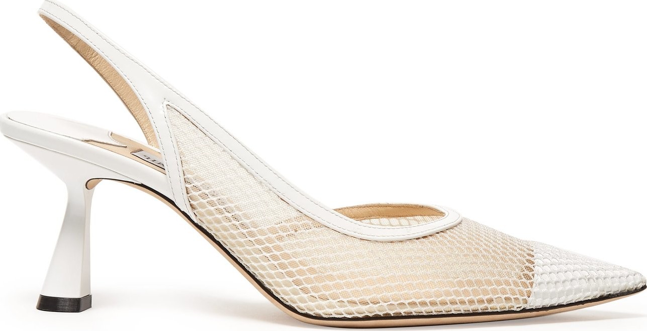 Jimmy Choo Fetto 65 mesh and leather slingback heels