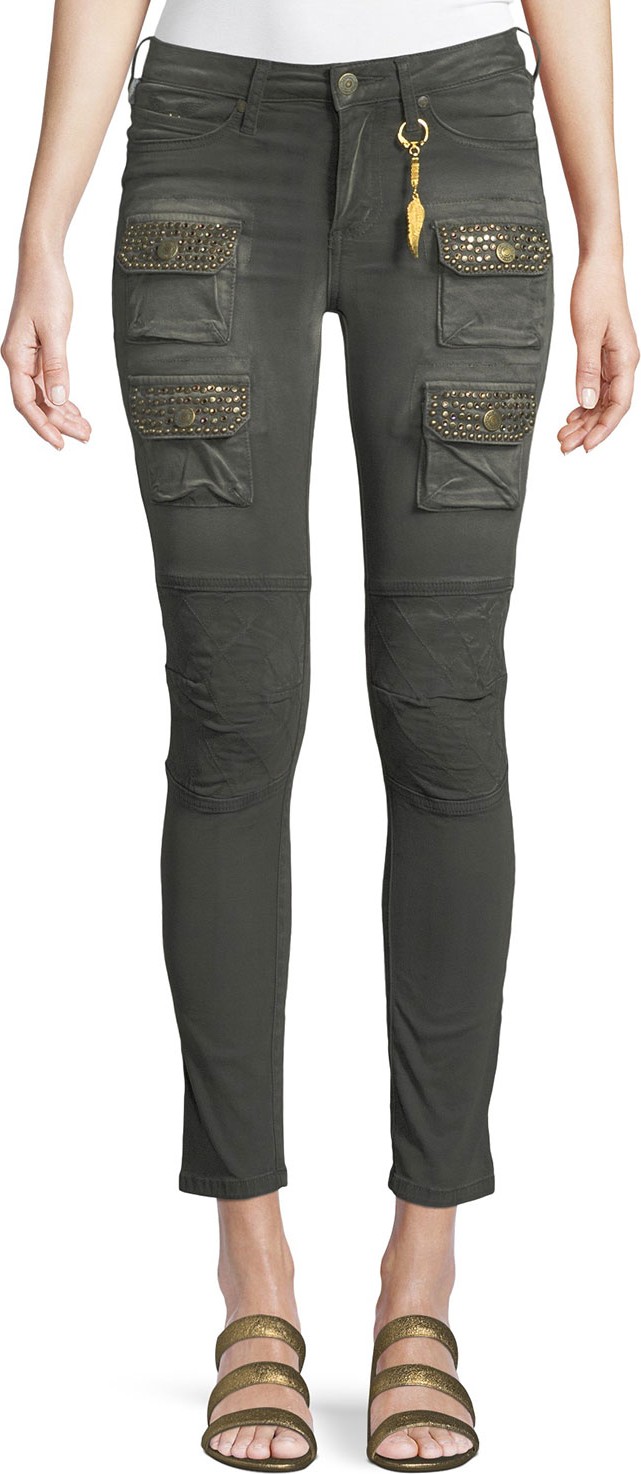 Robin's Jeans Racer Cargo Skinny Pants with Studs