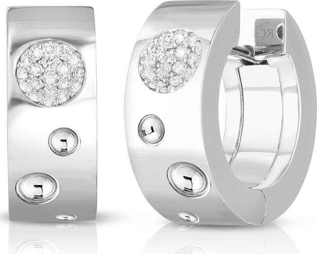 Roberto Coin Pois Moi Luna 18k White Gold Huggie Hoop Earrings