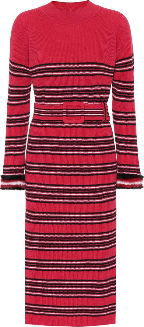 Fendi Striped wool and cashmere dress