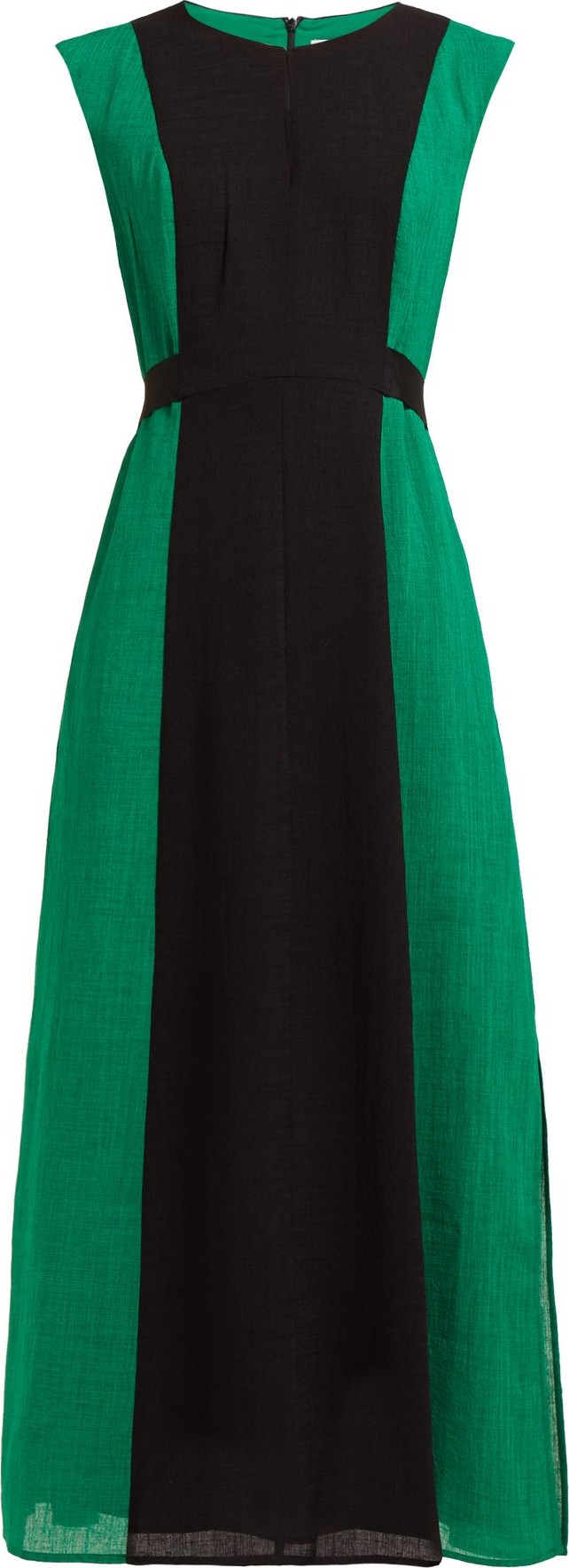 Cefinn Contrast-panel tie-waist voile midi dress