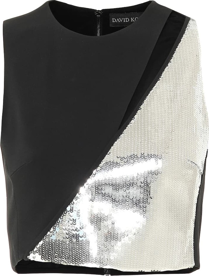 David Koma Sequined cady crop top