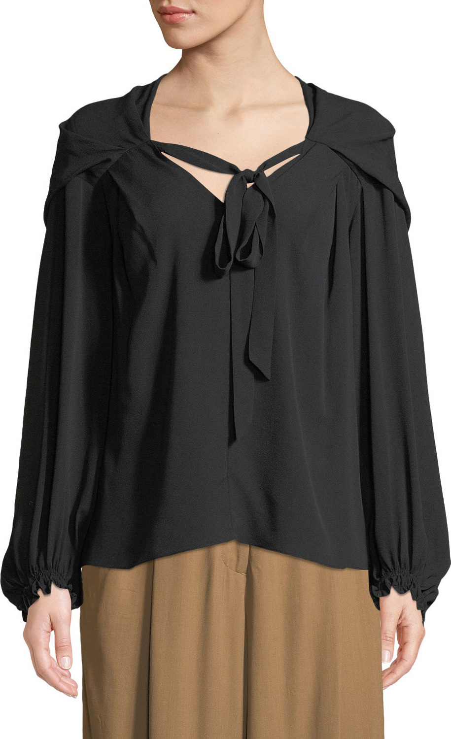 3.1 Phillip Lim V-Neck Full-Sleeve Silk Blouse