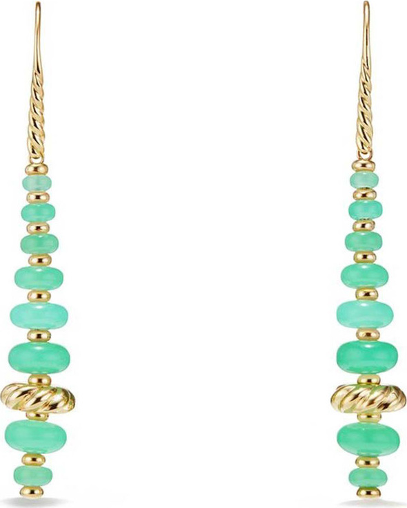 David Yurman 18k Gold Rio Rondelle Drop Earrings in Chrysoprase
