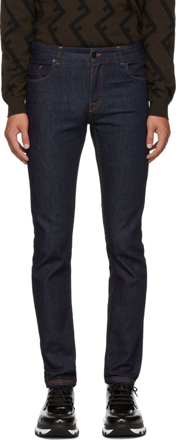 Fendi Blue 'Forever Fendi' Skinny Fit Jeans