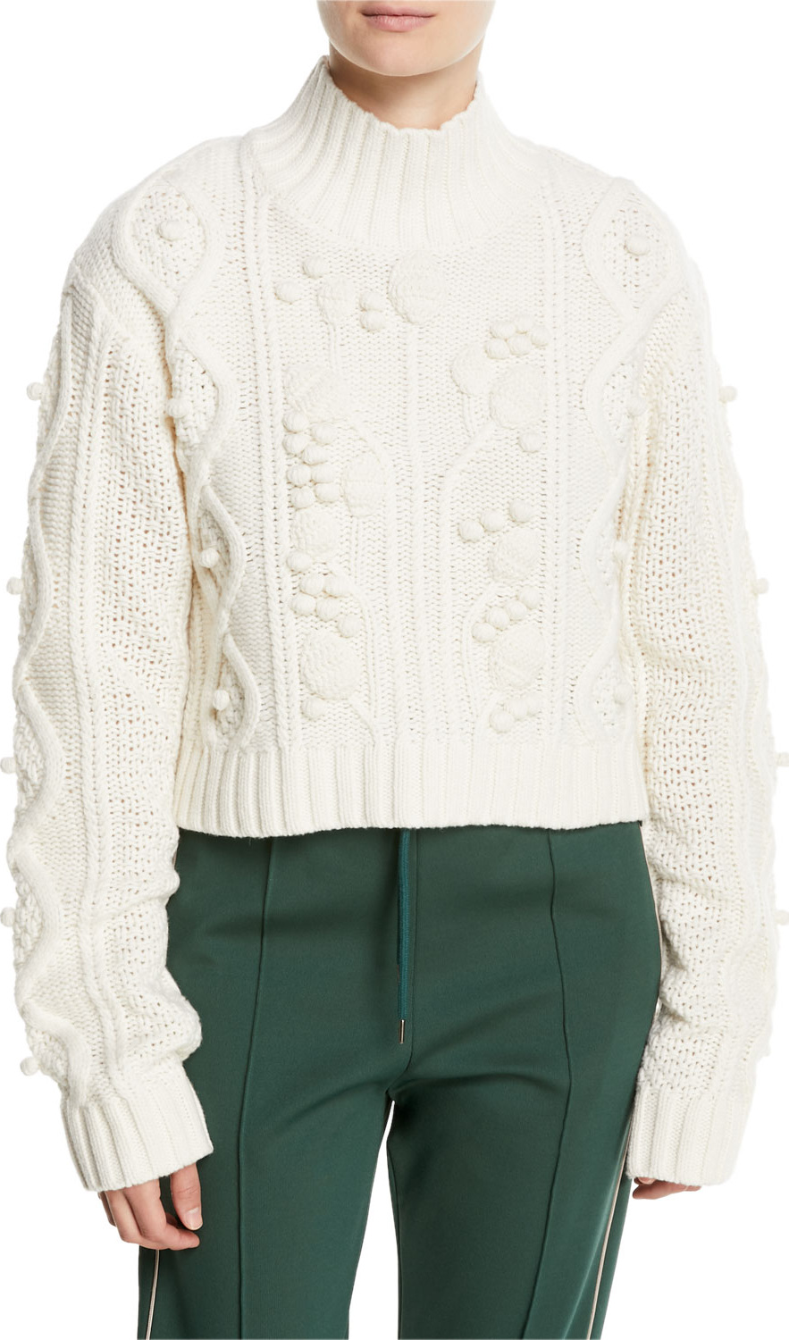 Joseph Wool Cable-Knit Cropped Sweater