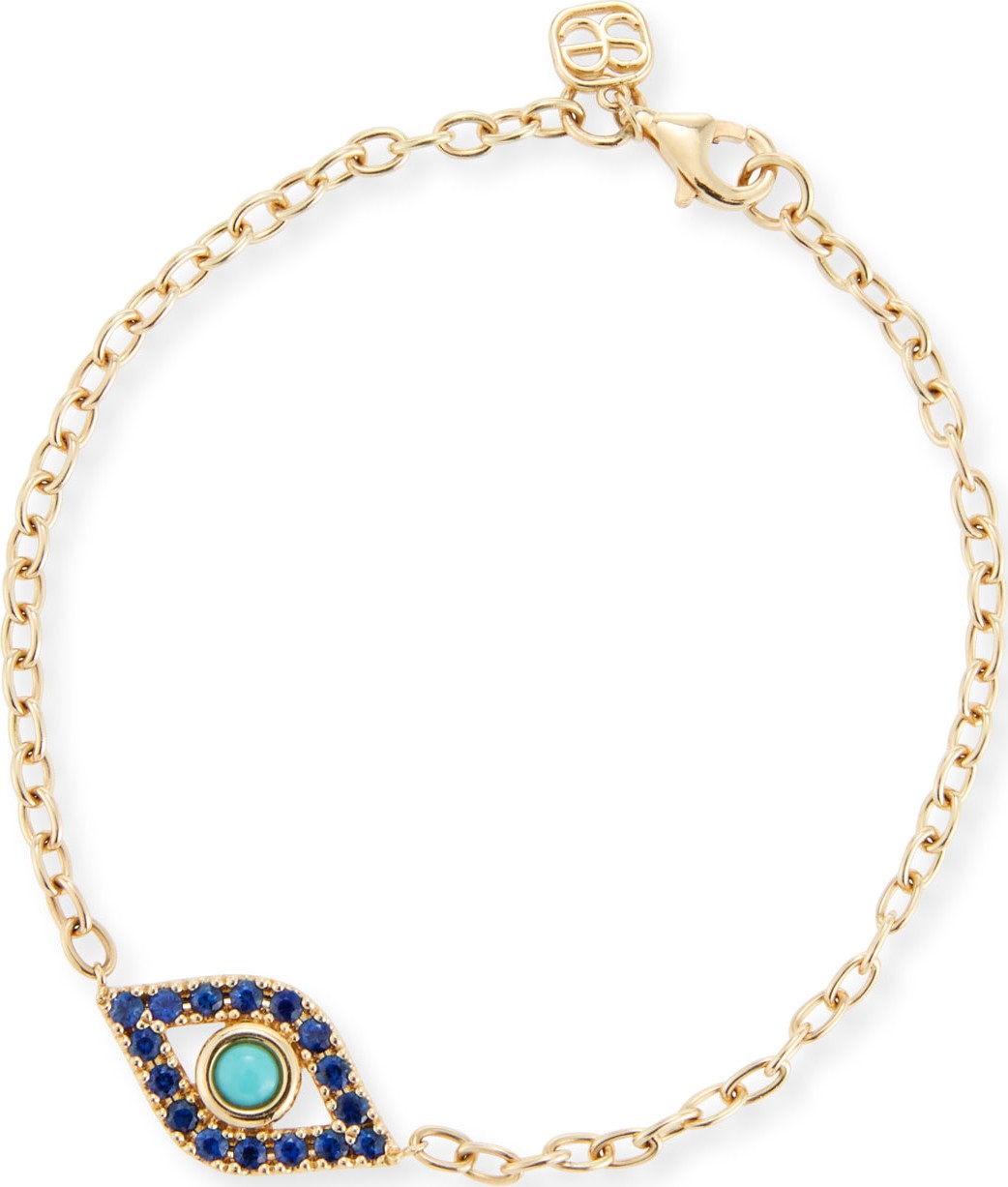 Sydney Evan Sapphire & Turquoise Evil Eye Chain Bracelet