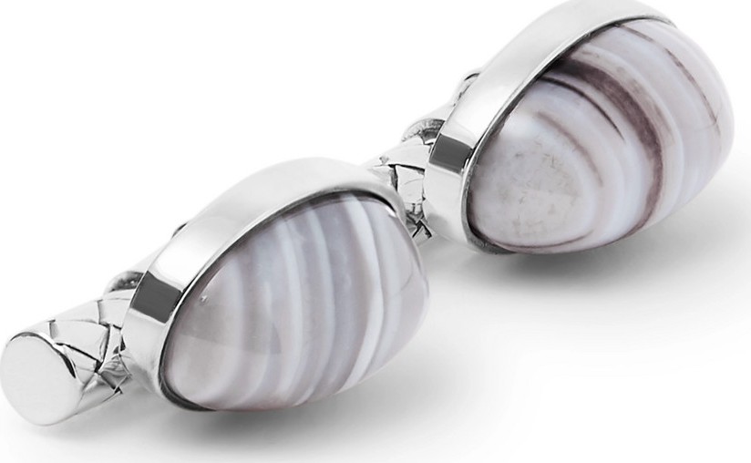 Bottega Veneta Sterling Silver Agate Cufflinks