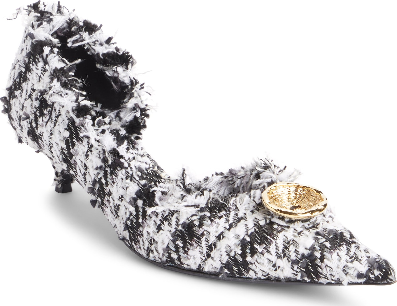 Balenciaga Tweed Pointy Toe Half d'Orsay Pump