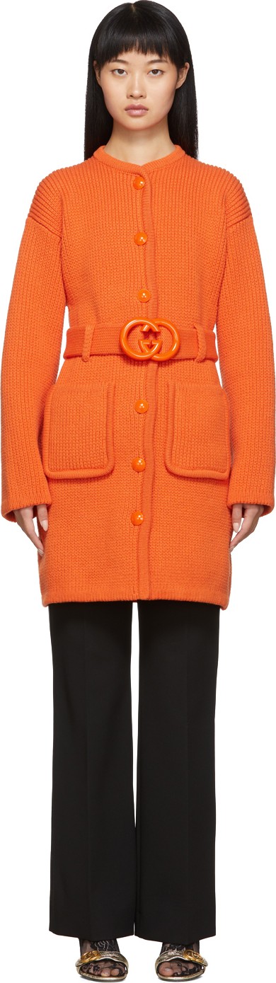 Gucci Orange Belted Cardigan