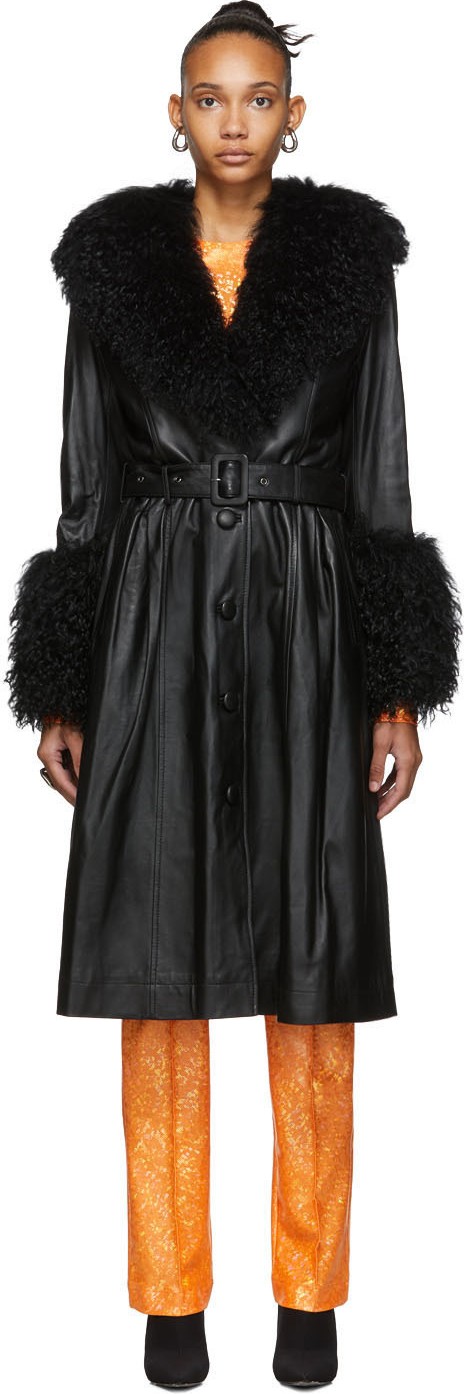 Saks Potts Black Foxy Shearling Coat