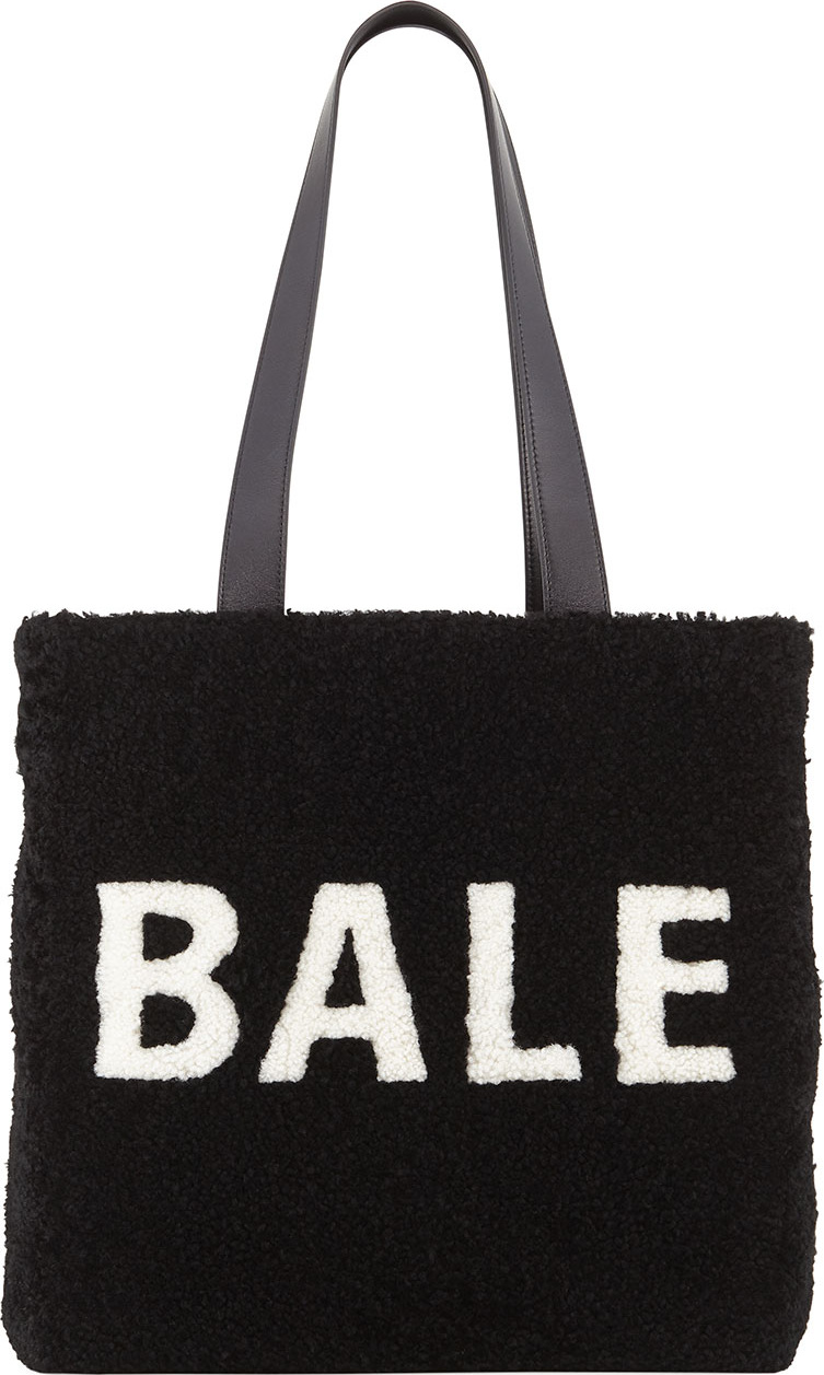 Balenciaga Shearling Logo Tote Bag