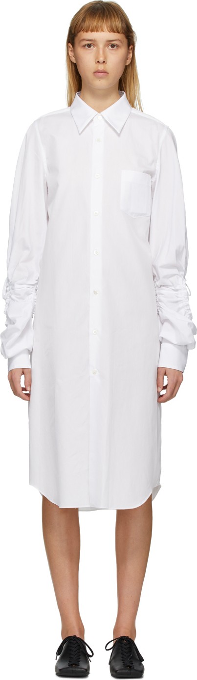Comme Des Garcons White Cut-Out Sleeve Short Dress