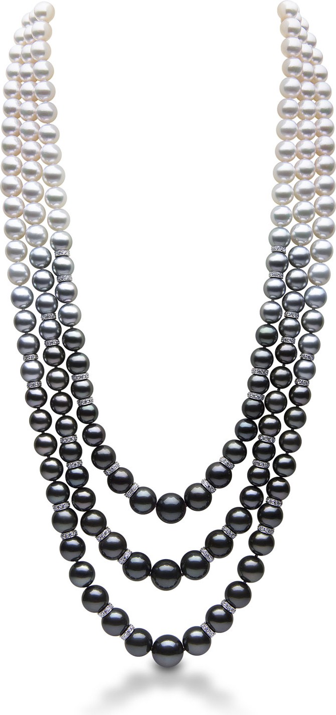 Euro Pearls Triple-Strand Ombre Pearl Necklace