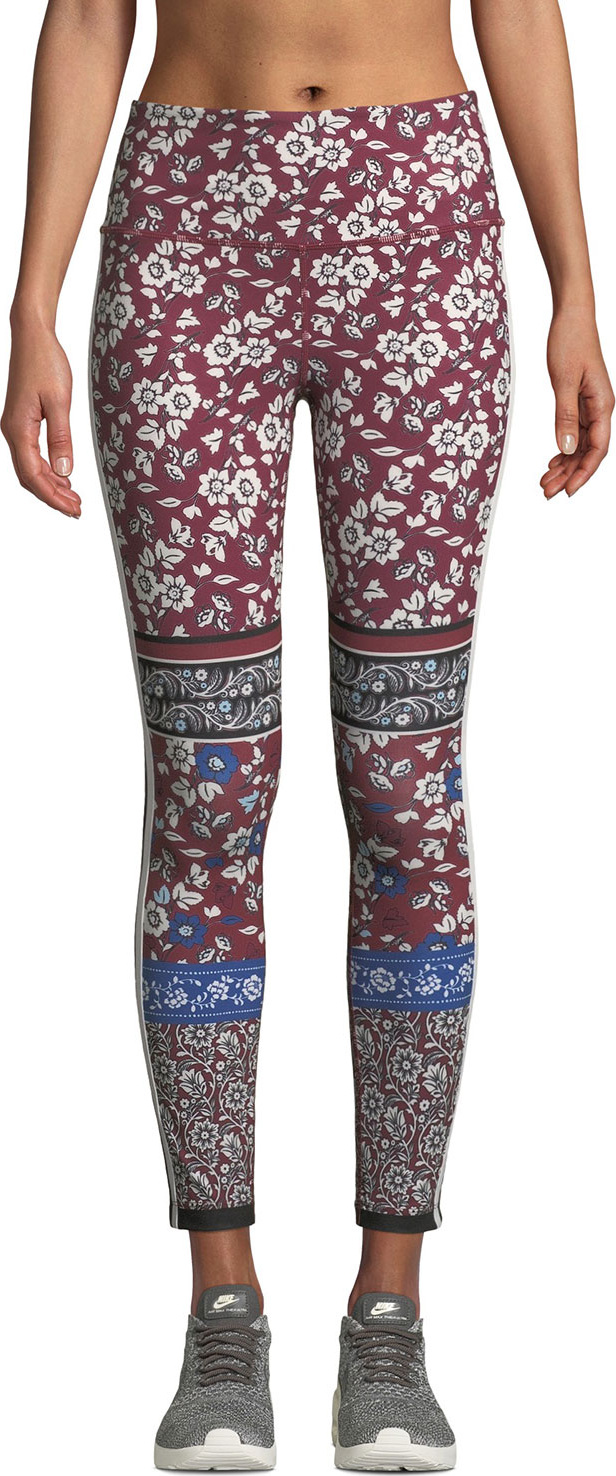 Kate Spade New York whimsy bi-stripe floral leggings