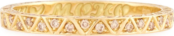 Marco Dal Maso Manawa 18K Yellow Gold Band with Champagne Diamonds, Size 10