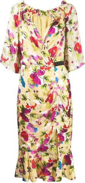 Saloni floral shift midi dress