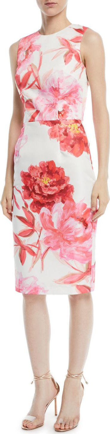 David Meister Large-Scale Floral Sheath Dress