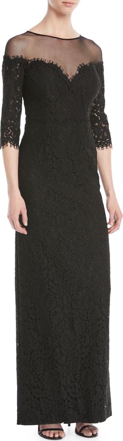 Rickie Freeman for Teri Jon Lace Illusion Column Gown