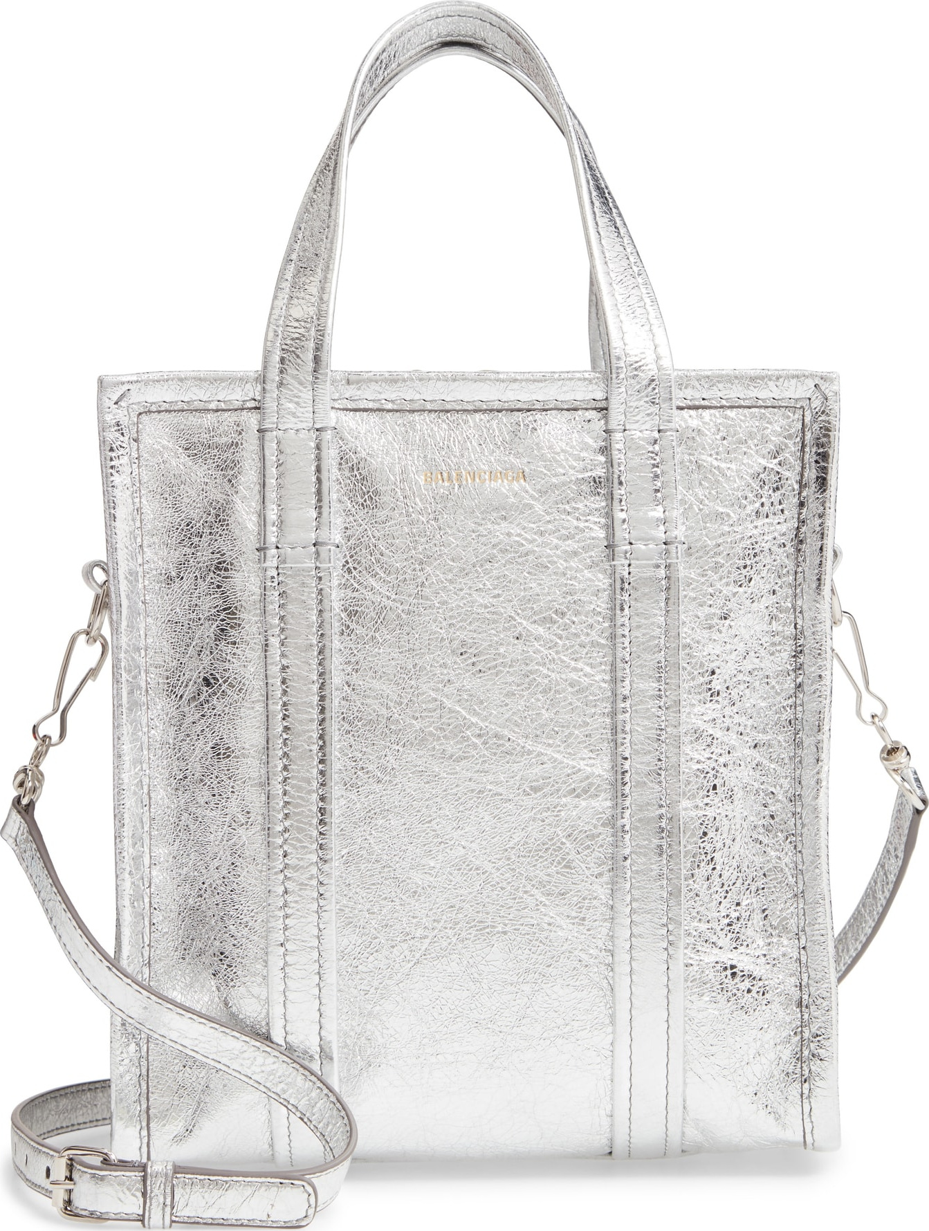 Balenciaga Extra Small Bazar Metallic Lambskin Leather Shopper