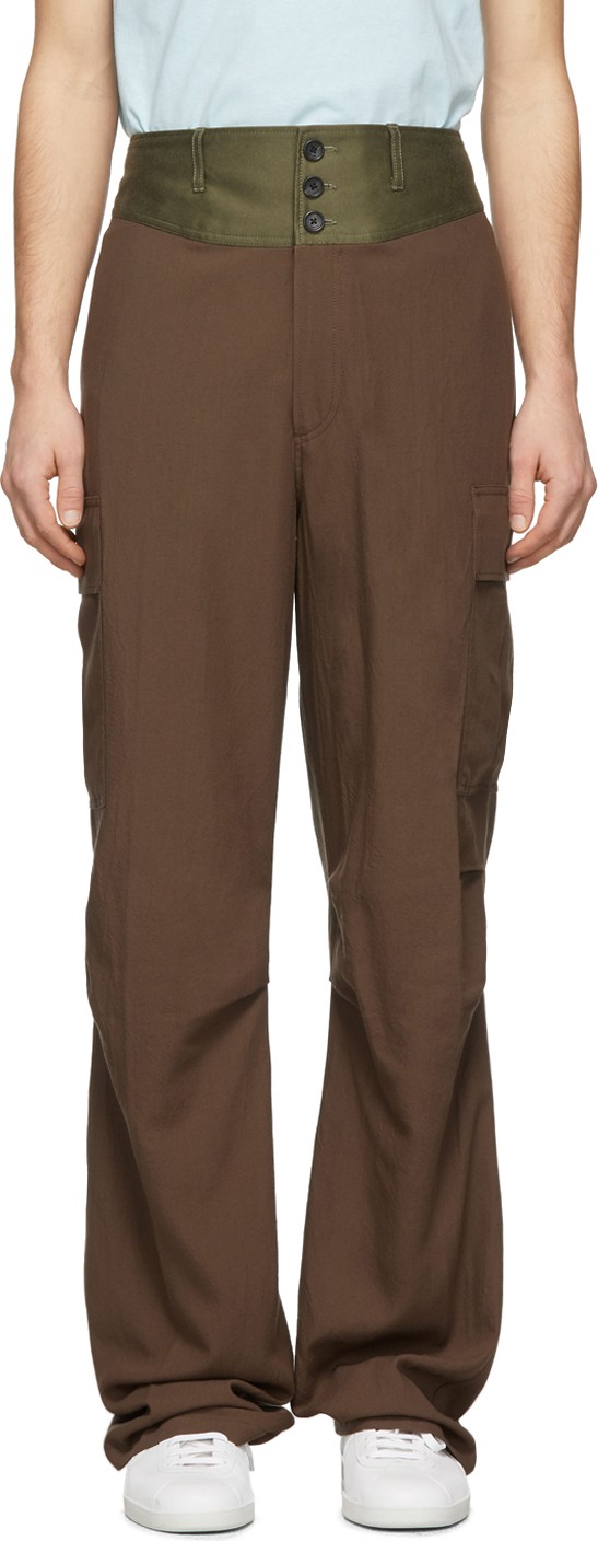 Lanvin Brown Contrast Waistband Cargo Pants