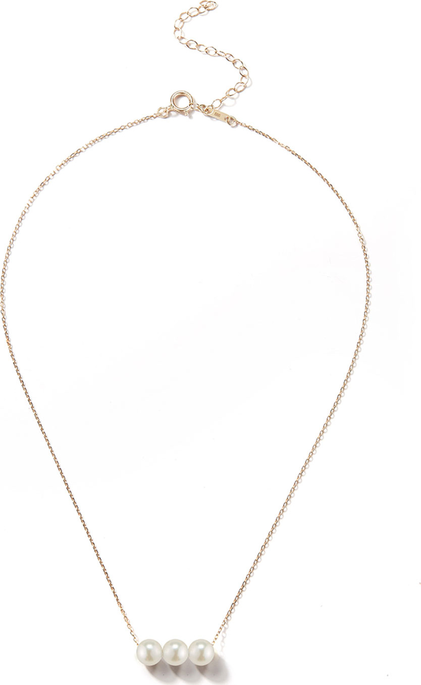 Mizuki 14k Gold Triple Pearl Necklace