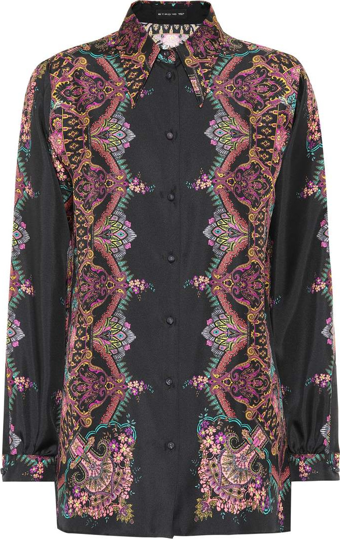 Etro Printed silk twill shirt